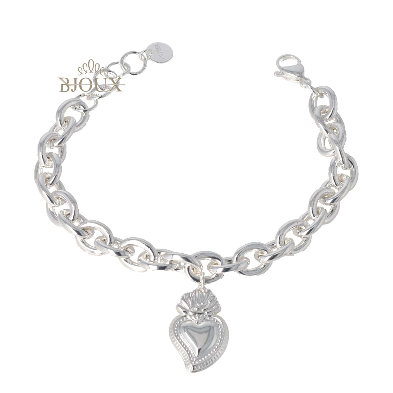 Bracciale effetto silver catena con cuore sacro